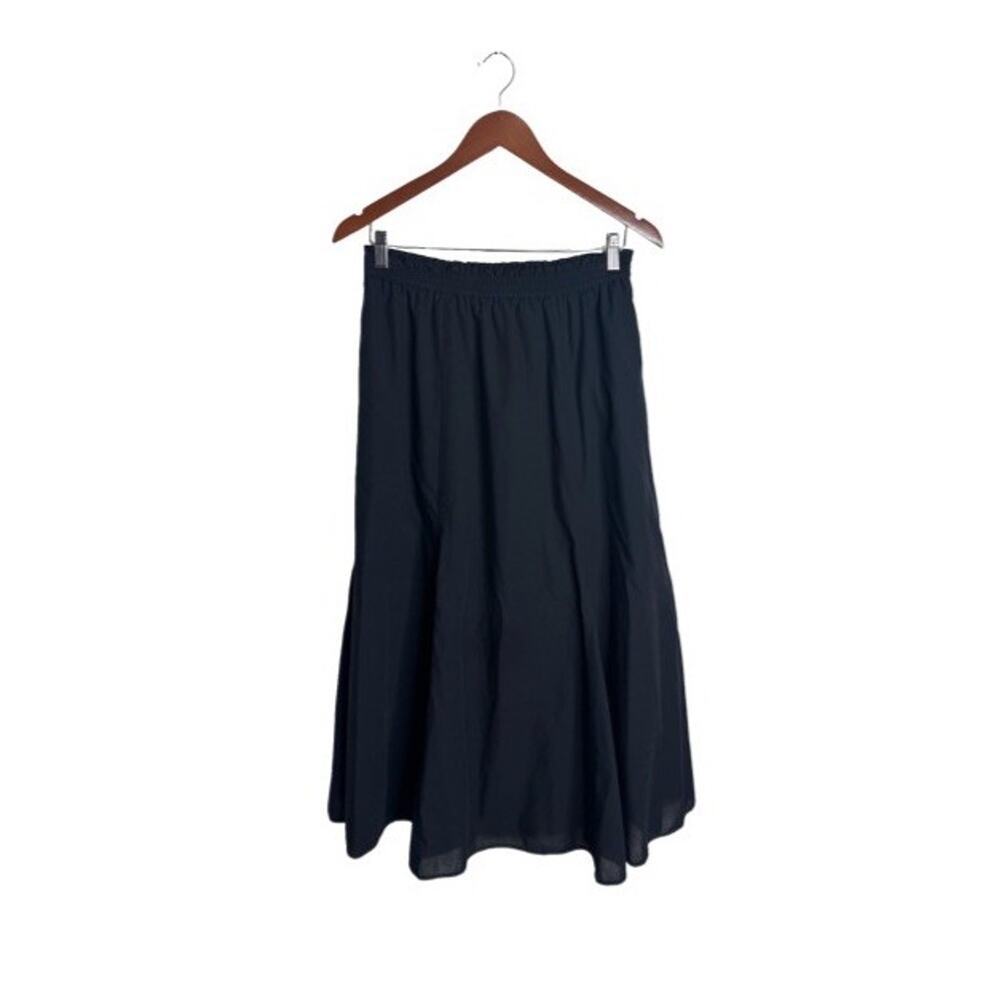 Uniqlo Maxi Skirt Cotton Black Peasant Size Medium Elastic Waist Casual